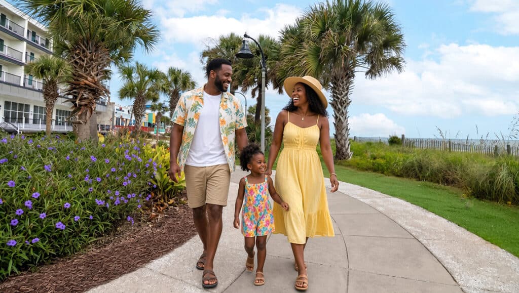 Family walking on the Boardwalk